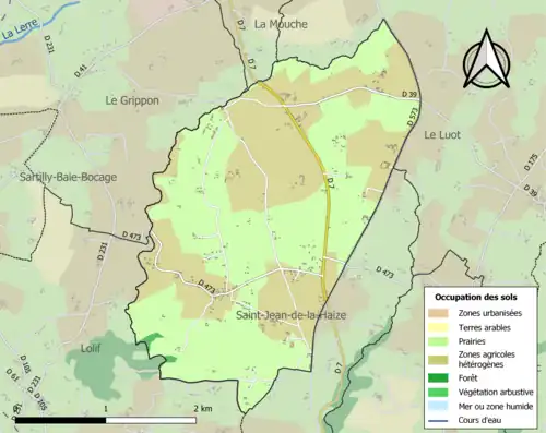 Carte en couleurs présentant l'occupation des sols.
