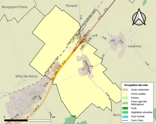 Carte en couleurs présentant l'occupation des sols.