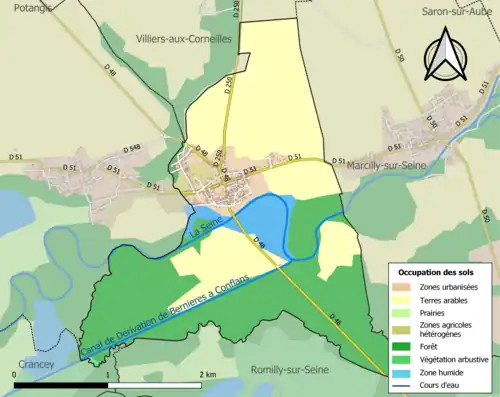 Carte en couleurs présentant l'occupation des sols.