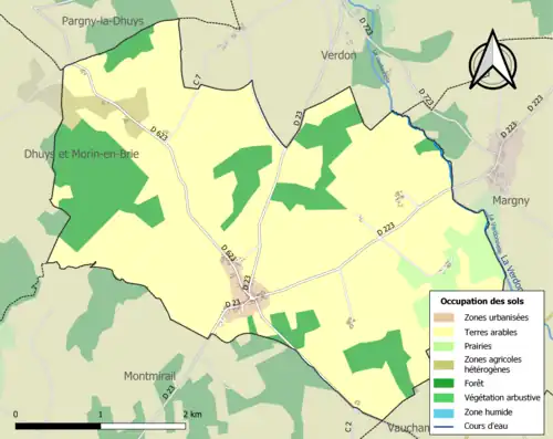 Carte en couleurs présentant l'occupation des sols.