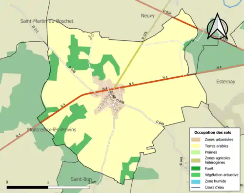 Carte en couleurs présentant l'occupation des sols.