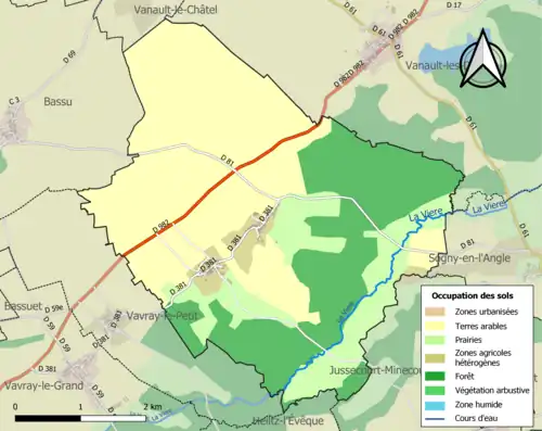 Carte en couleurs présentant l'occupation des sols.