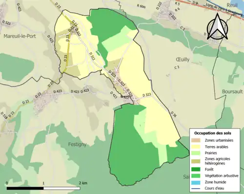Carte en couleurs présentant l'occupation des sols.