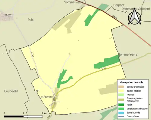 Carte en couleurs présentant l'occupation des sols.