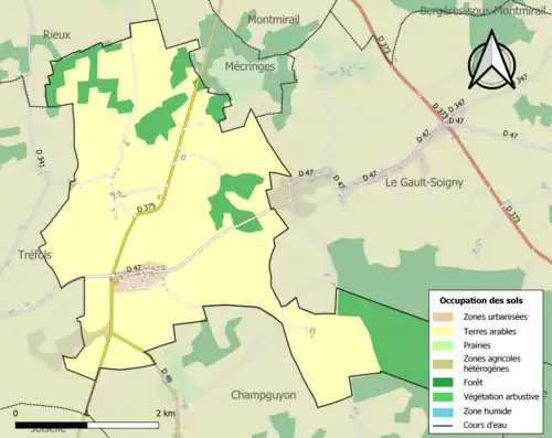 Carte en couleurs présentant l'occupation des sols.