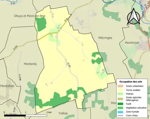 Carte en couleurs présentant l'occupation des sols.