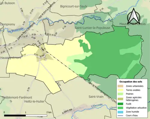 Carte en couleurs présentant l'occupation des sols.