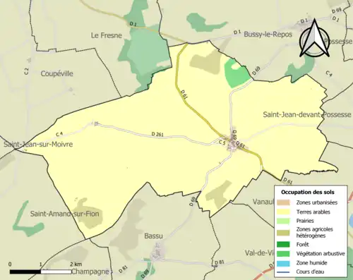 Carte en couleurs présentant l'occupation des sols.