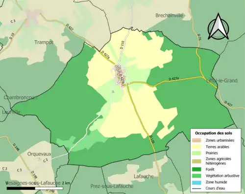 Carte en couleurs présentant l'occupation des sols.