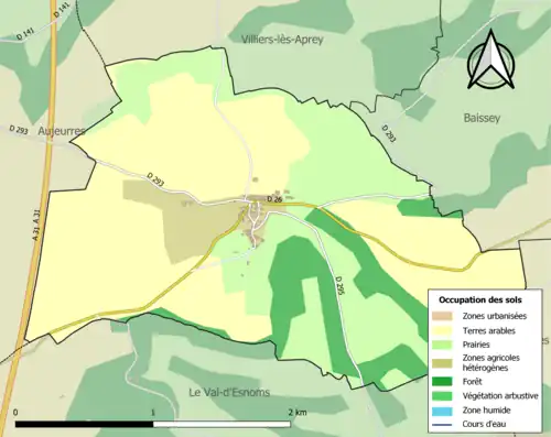 Carte en couleurs présentant l'occupation des sols.