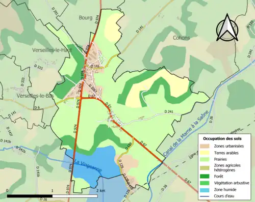 Carte en couleurs présentant l'occupation des sols.