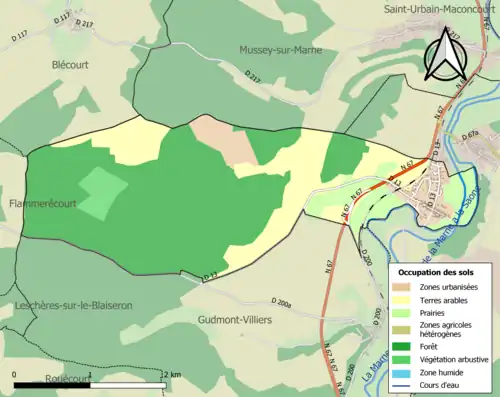 Carte en couleurs présentant l'occupation des sols.