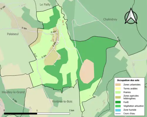 Carte en couleurs présentant l'occupation des sols.