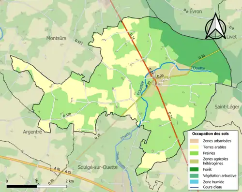 Carte en couleurs présentant l'occupation des sols.