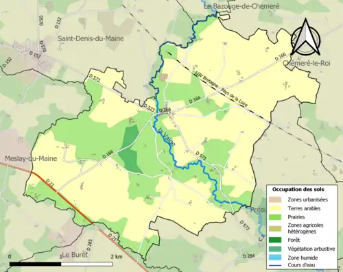 Carte en couleurs présentant l'occupation des sols.
