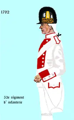 53e&nbsp;régiment d’infanterie de ligne à partir de 1792