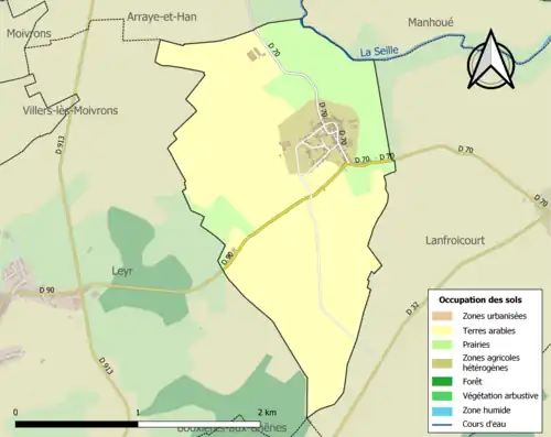 Carte en couleurs présentant l'occupation des sols.