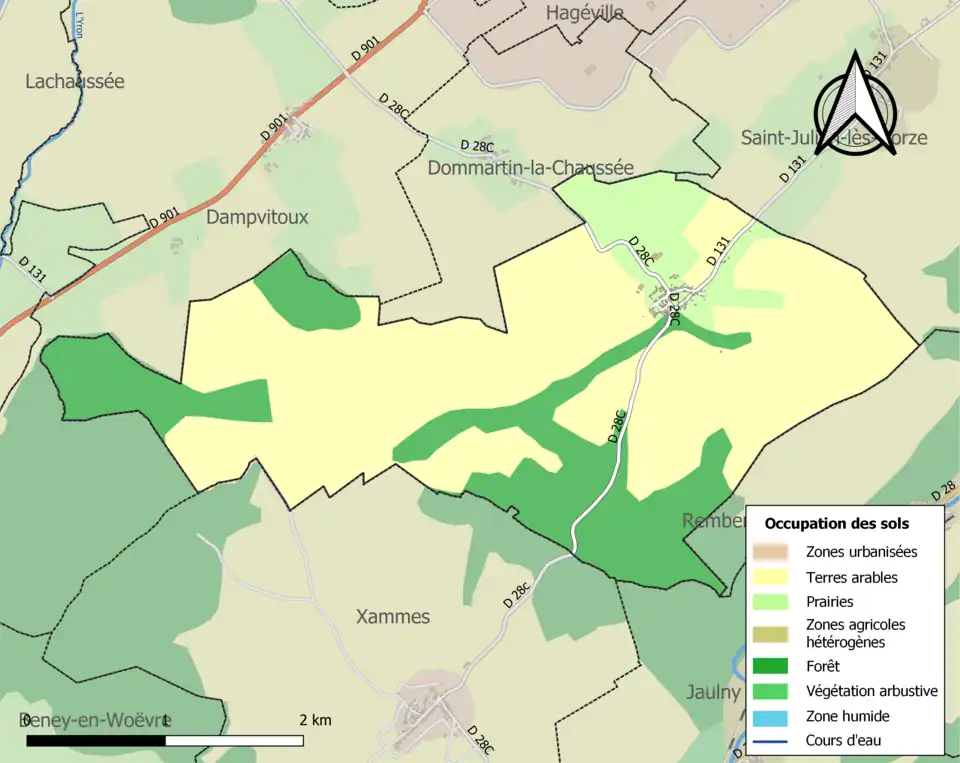 Carte en couleurs présentant l'occupation des sols.