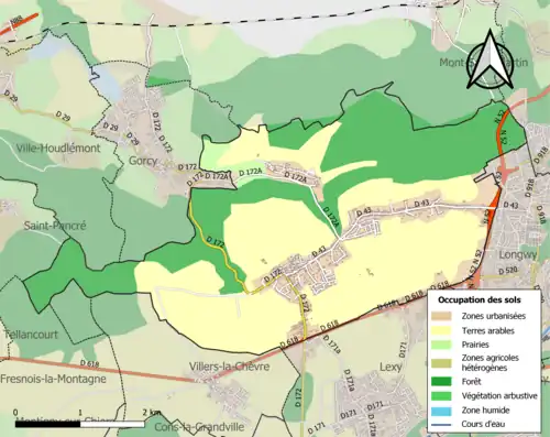 Carte en couleurs présentant l'occupation des sols.