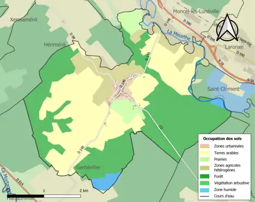 Carte en couleurs présentant l'occupation des sols.