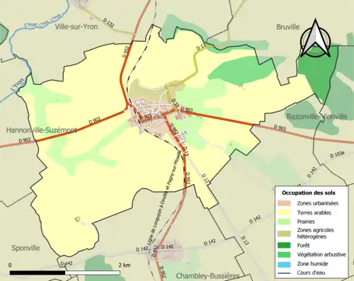 Carte en couleurs présentant l'occupation des sols.