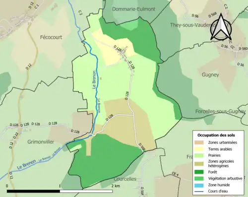 Carte en couleurs présentant l'occupation des sols.
