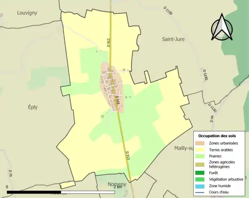 Carte en couleurs présentant l'occupation des sols.