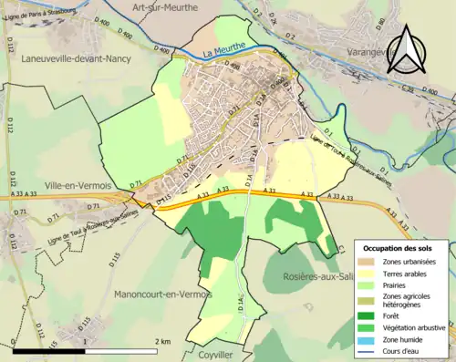 Carte en couleurs présentant l'occupation des sols.