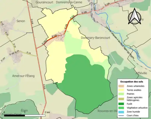 Carte en couleurs présentant l'occupation des sols.