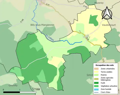 Carte en couleurs présentant l'occupation des sols.