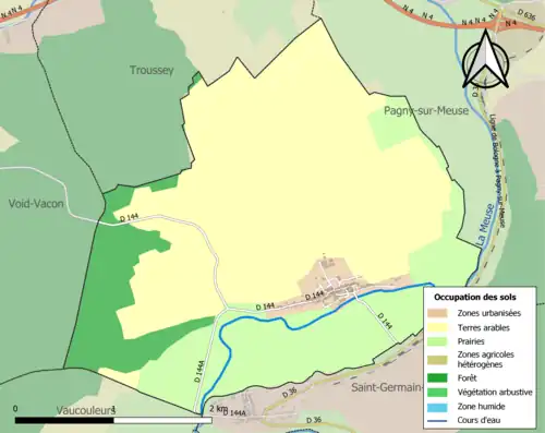 Carte en couleurs présentant l'occupation des sols.