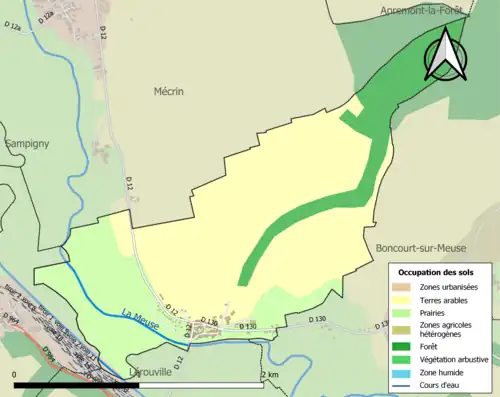Carte en couleurs présentant l'occupation des sols.