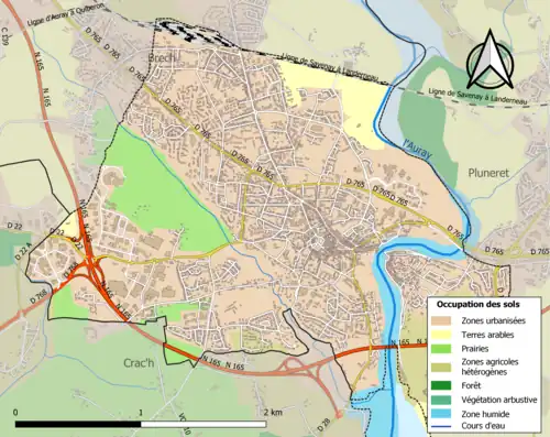 Carte en couleurs présentant l'occupation des sols.