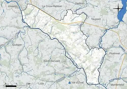 Carte du réseau hydrographique de la commune de Guillac.