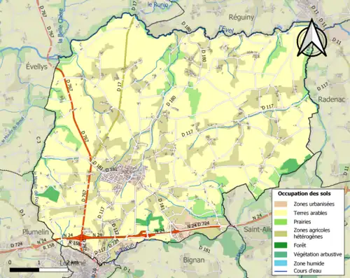 Carte en couleurs présentant l'occupation des sols.