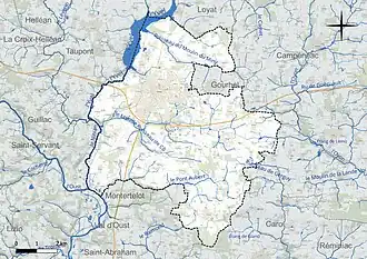 Carte du réseau hydrographique de la commune de Ploërmel.