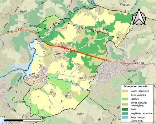 Carte en couleurs présentant l'occupation des sols.