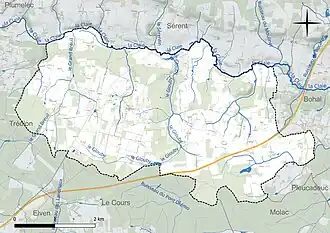 Carte du réseau hydrographique de Saint-Guyomard.
