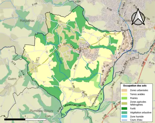 Carte en couleurs présentant l'occupation des sols.