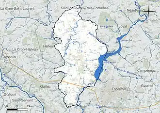 Carte du réseau hydrographique de la commune de Taupont.
