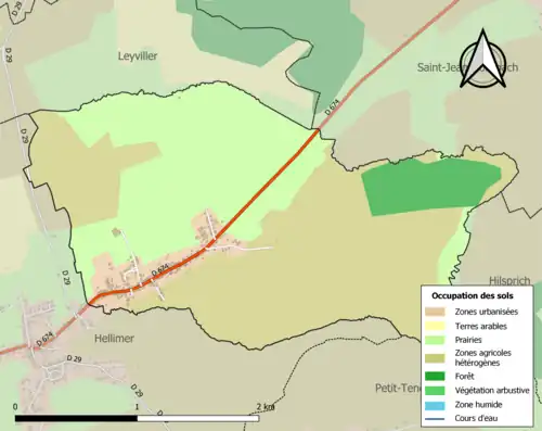 Carte en couleurs présentant l'occupation des sols.