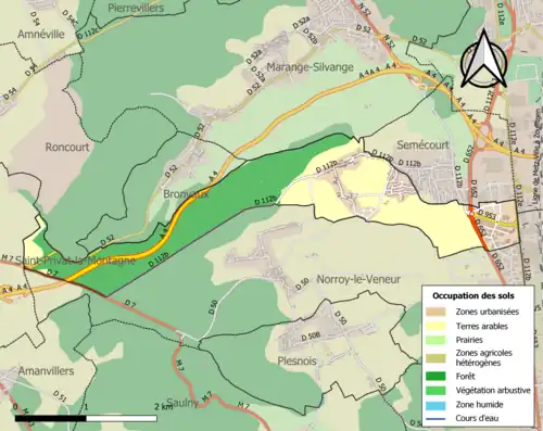 Carte en couleurs présentant l'occupation des sols.
