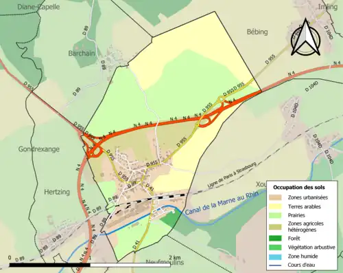 Carte en couleurs présentant l'occupation des sols.