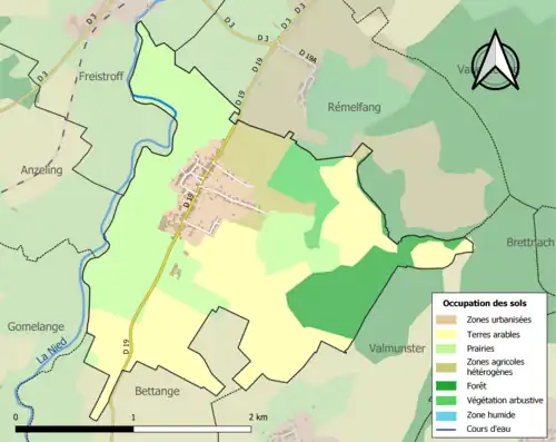 Carte en couleurs présentant l'occupation des sols.