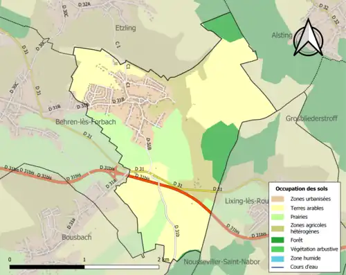 Carte en couleurs présentant l'occupation des sols.