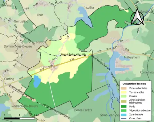Carte en couleurs présentant l'occupation des sols.