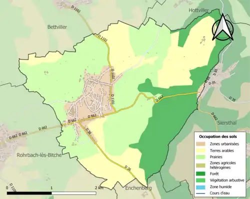 Carte en couleurs présentant l'occupation des sols.