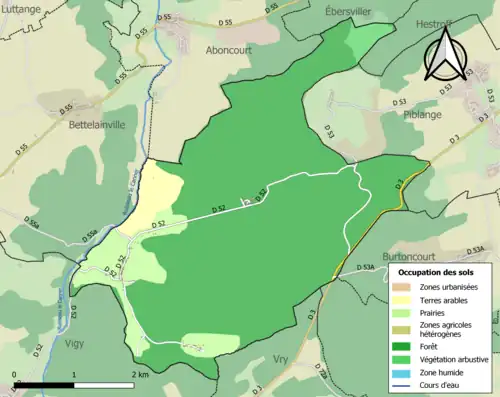 Carte en couleurs présentant l'occupation des sols.