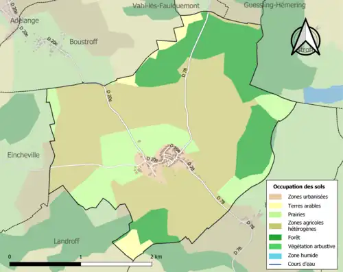 Carte en couleurs présentant l'occupation des sols.