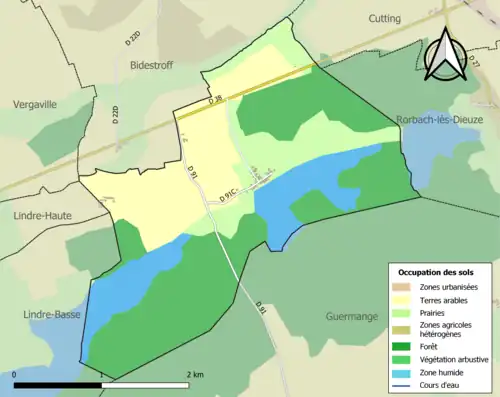 Carte en couleurs présentant l'occupation des sols.